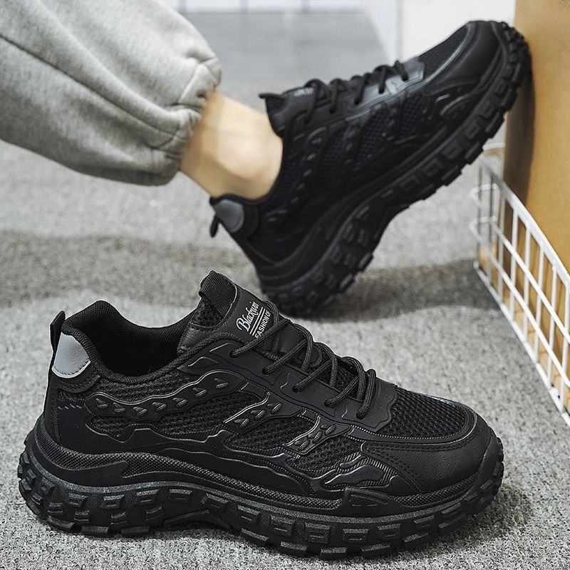 Spring new breathable mesh sports shoes men's trend thick soles non-slip casual shoes Daddy tide shoes
